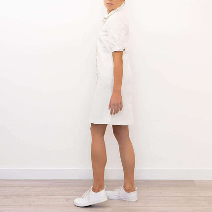 Monsoon Ivory Denim Short Sleeve Button Through Shirt Dress-Quality Brands Outlet-