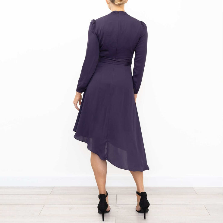 Phase Eight Justine Cross Wrap Long Sleeve Purple Short Dress