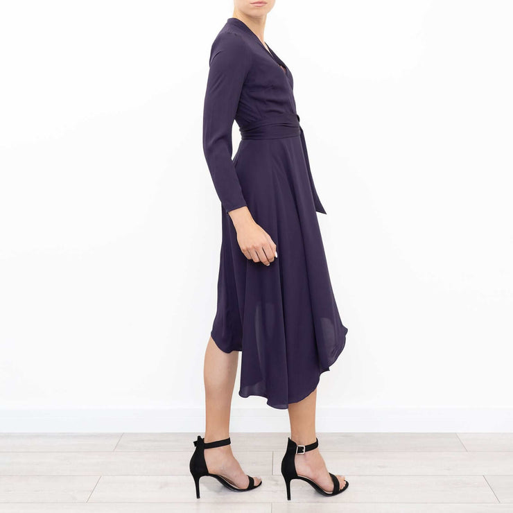 Phase Eight Justine Cross Wrap Long Sleeve Purple Short Dress
