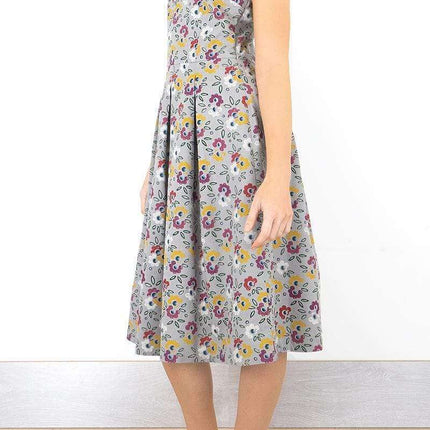 Seasalt Merthen Grey Floral Sleeveless Midi Dress-Quality Brands Outlet-