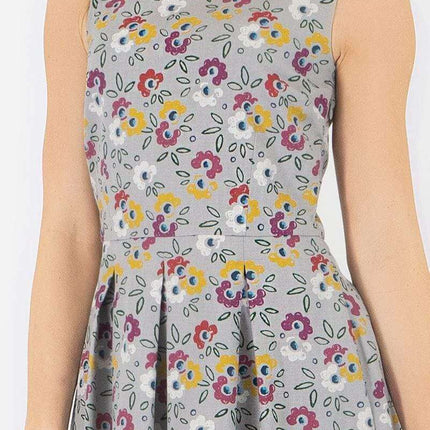 Seasalt Merthen Grey Floral Sleeveless Midi Dress-Quality Brands Outlet-