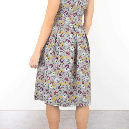 Seasalt Merthen Grey Floral Sleeveless Midi Dress-Quality Brands Outlet-