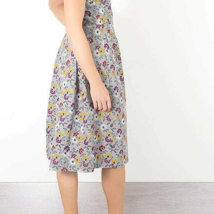 Seasalt Merthen Grey Floral Sleeveless Midi Dress-Quality Brands Outlet-