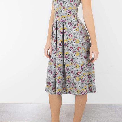 Seasalt Merthen Grey Floral Sleeveless Midi Dress-Quality Brands Outlet-