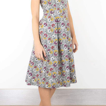 Seasalt Merthen Grey Floral Sleeveless Midi Dress-Quality Brands Outlet-
