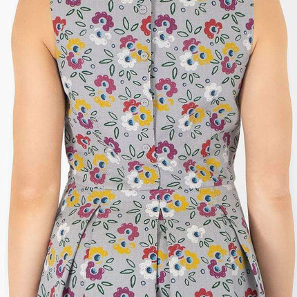 Seasalt Merthen Grey Floral Sleeveless Midi Dress-Quality Brands Outlet-