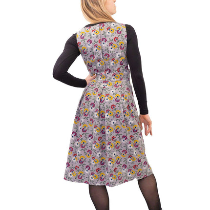 Seasalt Merthen Grey Floral Sleeveless Midi Dress-Quality Brands Outlet-