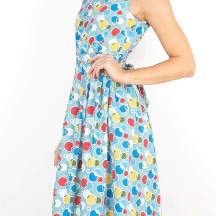 Seasalt Seamstress Geometric Print Sleeveless Blue Short Dress-Quality Brands Outlet-