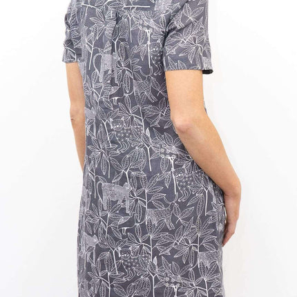 White Stuff Grey Short Sleeve Linen Floral Print Summer Dresses-Quality Brands Outlet-