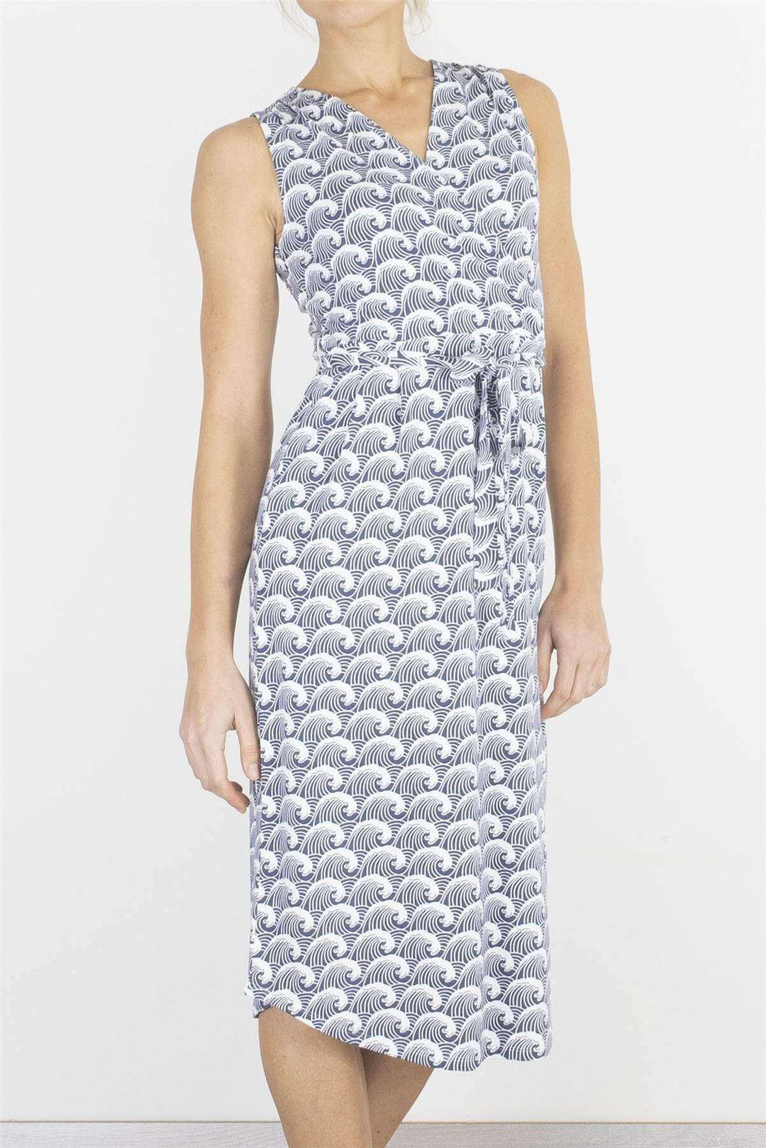 White Stuff Waves Print Cross Wrap Sleeveless Short Dresses Quality Brands Outlet