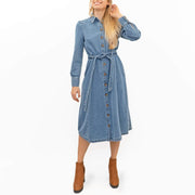 M&S Holly Willoughby Midi Denim Belted Pockets Shirt Dress