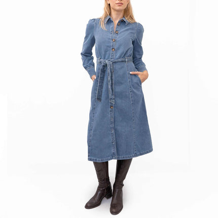 M&S Holly Willoughby Midi Denim Belted Pockets Shirt Dress