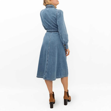 M&S Holly Willoughby Midi Denim Belted Pockets Shirt Dress