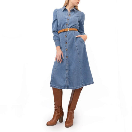 M&S Holly Willoughby Midi Denim Belted Pockets Shirt Dress