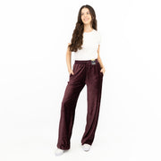 M&S Wide Leg Purple Velour Joggers Elasticated Waist Casual Trousers