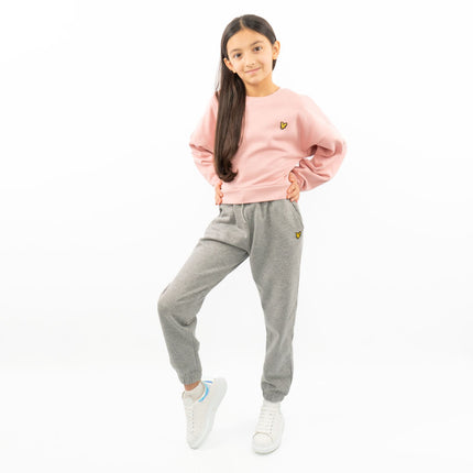 Lyle & Scott Girls Long Sleeve Pink Cropped Fleece Lined Sweatshirts-Quality Brands Outlet-