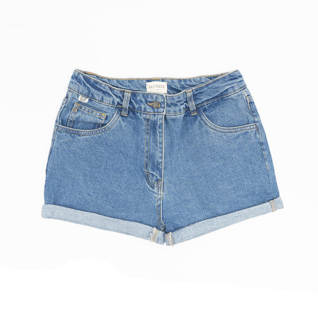 Saltrock Blue Denim High Waisted 5-Pocket Summer Shorts - Quality Brands Outlet