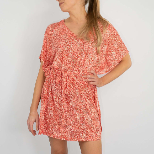 White Stuff Marigold Jersey Red Summer Kaftan Short Dress-Quality Brands Outlet-