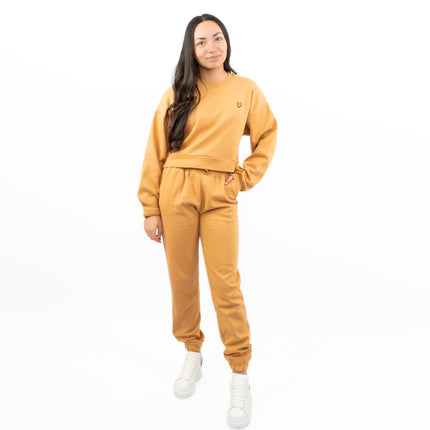 Lyle & Scott Girls Long Sleeve Mustard Yellow Cropped Fleece Lined Sweatshirts-Quality Brands Outlet-