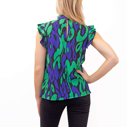 Karen Millen Bold Leopard Print Keyhole Neck Blouse-Quality Brands Outlet-