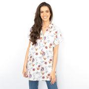 White Stuff Ivory Floral Print Billie Relaxed Linen Tunics Casual Longline Tops