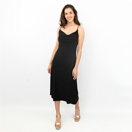 Coast Black Sleeveless Spaghetti Strap Lightweight Midi Dress-Quality Brands Outlet-