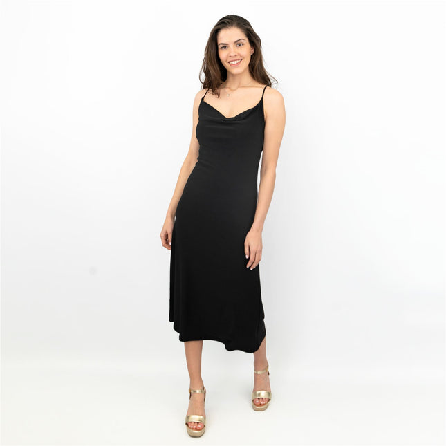 Coast Black Sleeveless Spaghetti Strap Lightweight Midi Dress