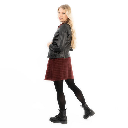 Fine Corduroy Red Wine Cord Long Sleeve Women's Shirt Dress-Quality Brands Outlet-