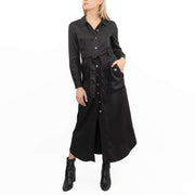 Next Women Belted Utility Khaki Black Long Sleeve Midi Shirt Dress