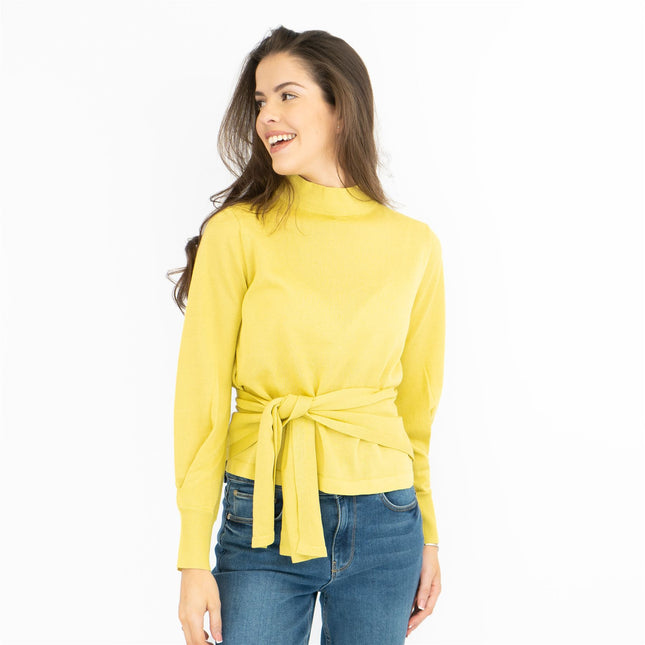 M&S Funnel Neck Tie Waist Jumper with Linen-Quality Brands Outlet-