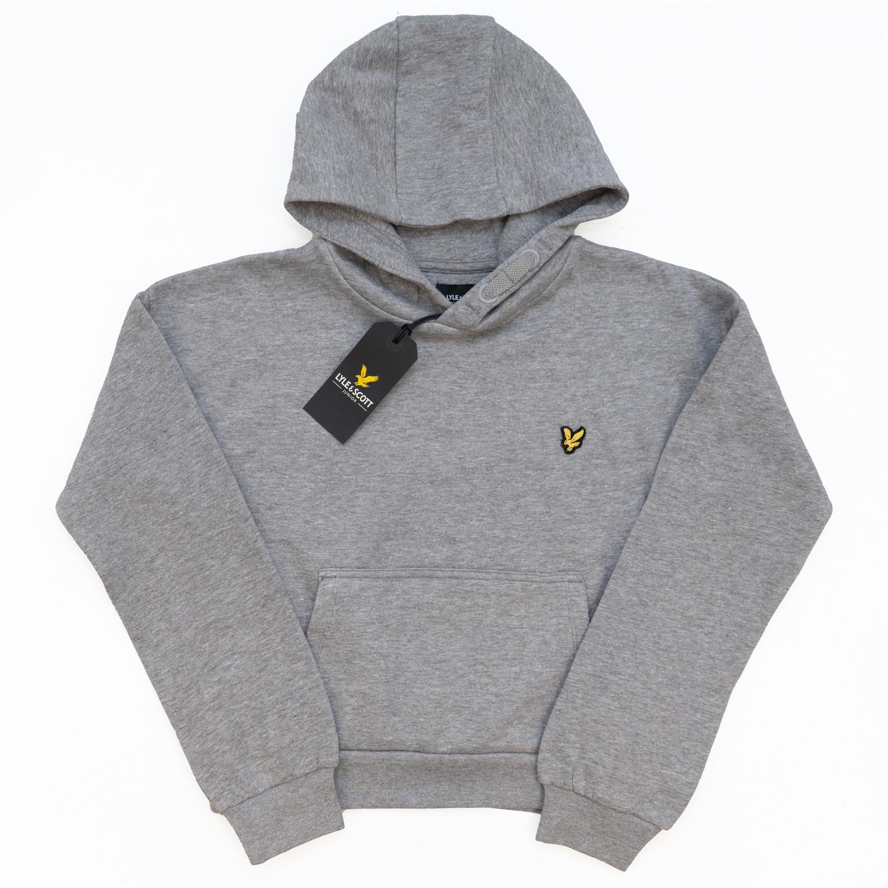 Lyle Scott Girls Sweat Long Sleeve Mid Grey Hoodie with Front Pocket Quality Brands Outlet