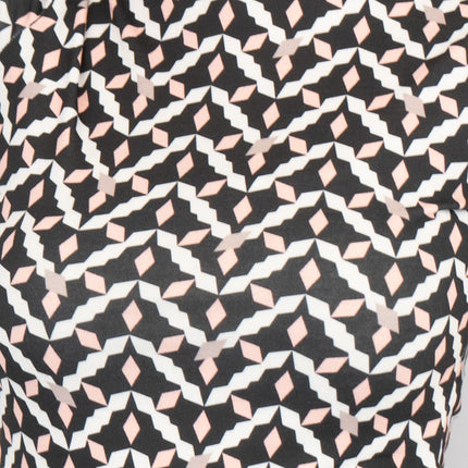 Karen Millen Black Geometric Print High Neck Short Sleeve Tops-Quality Brands Outlet-