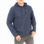 Saltrock Mens Waffle Texture Hooded Top Steel Navy Blue Cotton Blend