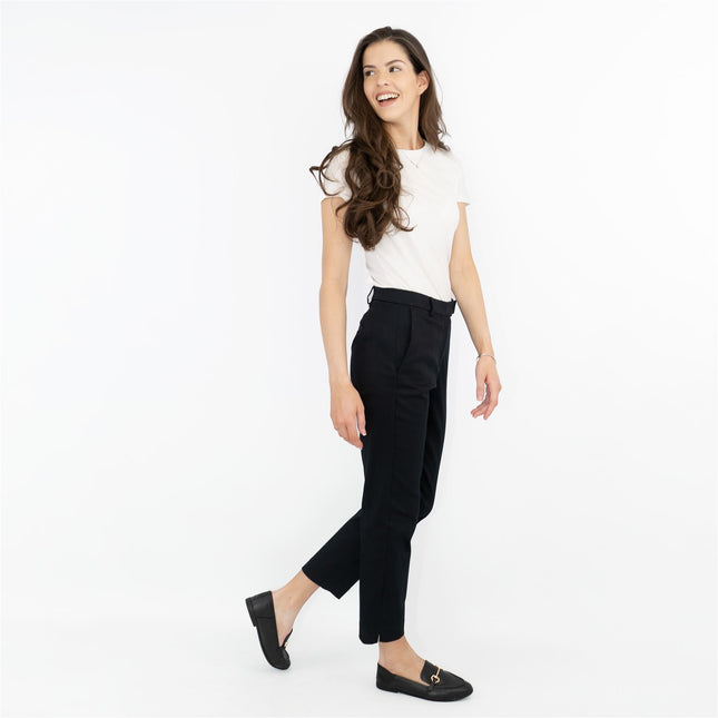 M&S Mia Slim Leg Crop Tapered Black Chino Trousers-Quality Brands Outlet-