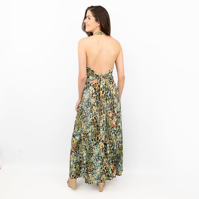 Karen Millen Animal Print Halter Neck Sleeveless Long Maxi Dresses - Quality Brands Outlet