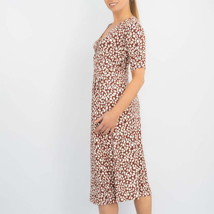 Boden Alberta Short Sleeve Jersey Pebbles Print Midi Dress