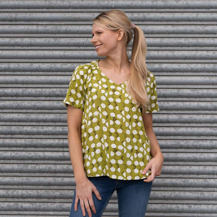 White Stuff Amora Limestone Print Green Short Sleeve Top-Quality Brands Outlet-