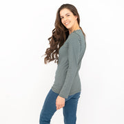 Seasalt Breton Green Grey Stripe Long Sleeve Tops - Quality Brands Outlet