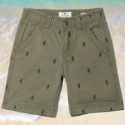 Boys Khaki Green Cactus Print Everyday Shorts with Pockets - Quality Brands Outlet