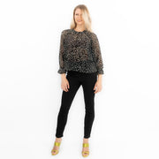 Next Floral Black Chiffon Long Sleeve Top