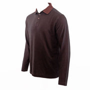 Austin Reed Men Cotton Dark Red Polo Shirts Long Sleeve Casual Jersey Tops