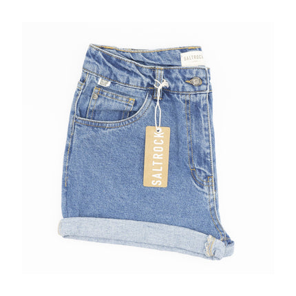 Saltrock Blue Denim High Waisted 5-Pocket Summer Shorts-Quality Brands Outlet-