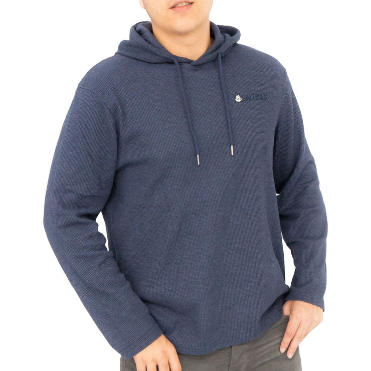 Saltrock Mens Waffle Texture Hooded Top Steel Navy Blue Cotton Blend