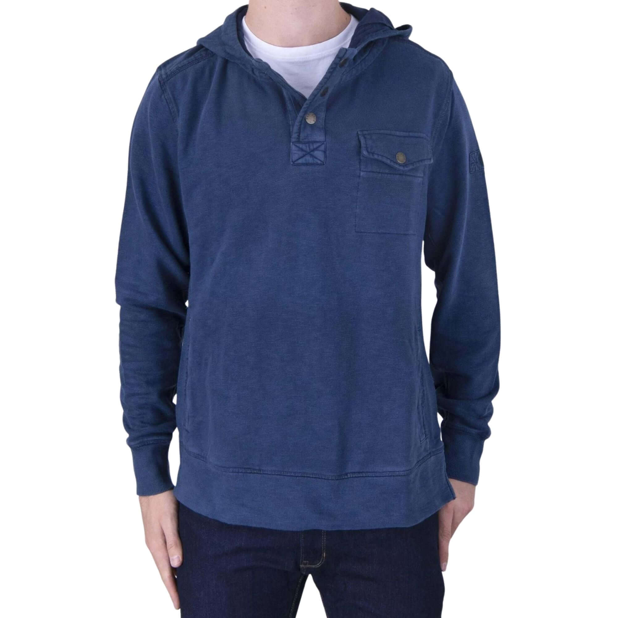 Men s Navy Half Button Pockets Cotton Jersey Sweatshirts Hoodies Quality Brands Outlet