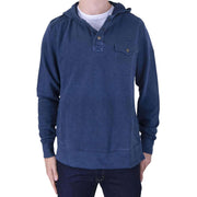 Men's Navy Half Button Pockets Cotton Jersey Sweatshirts Hoodies