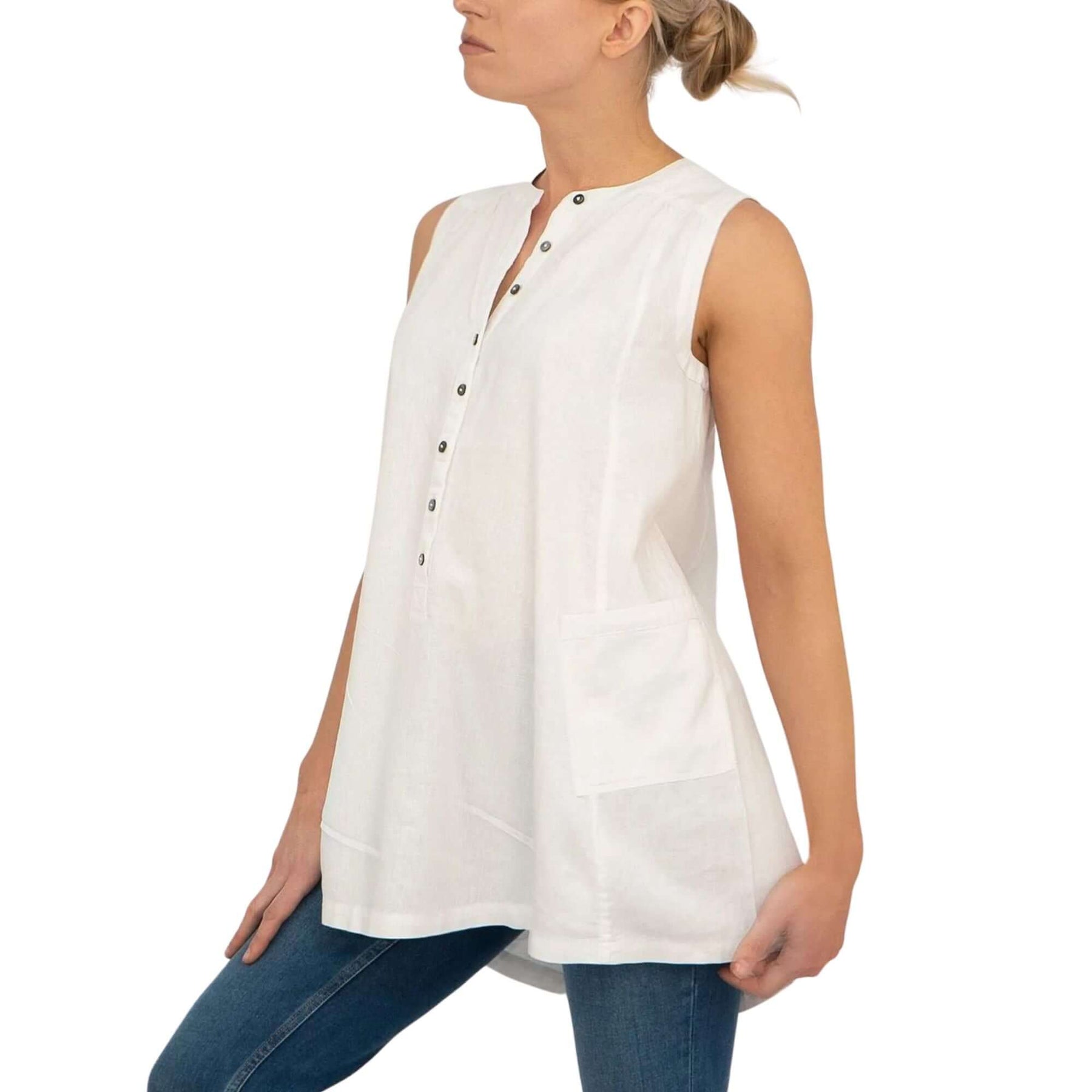 Womens Amelia Longline White Sleeveless Relaxed Casual Going Out