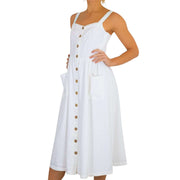 Aubrey Linen Sleeveless Sundress White Midi Summer Dresses
