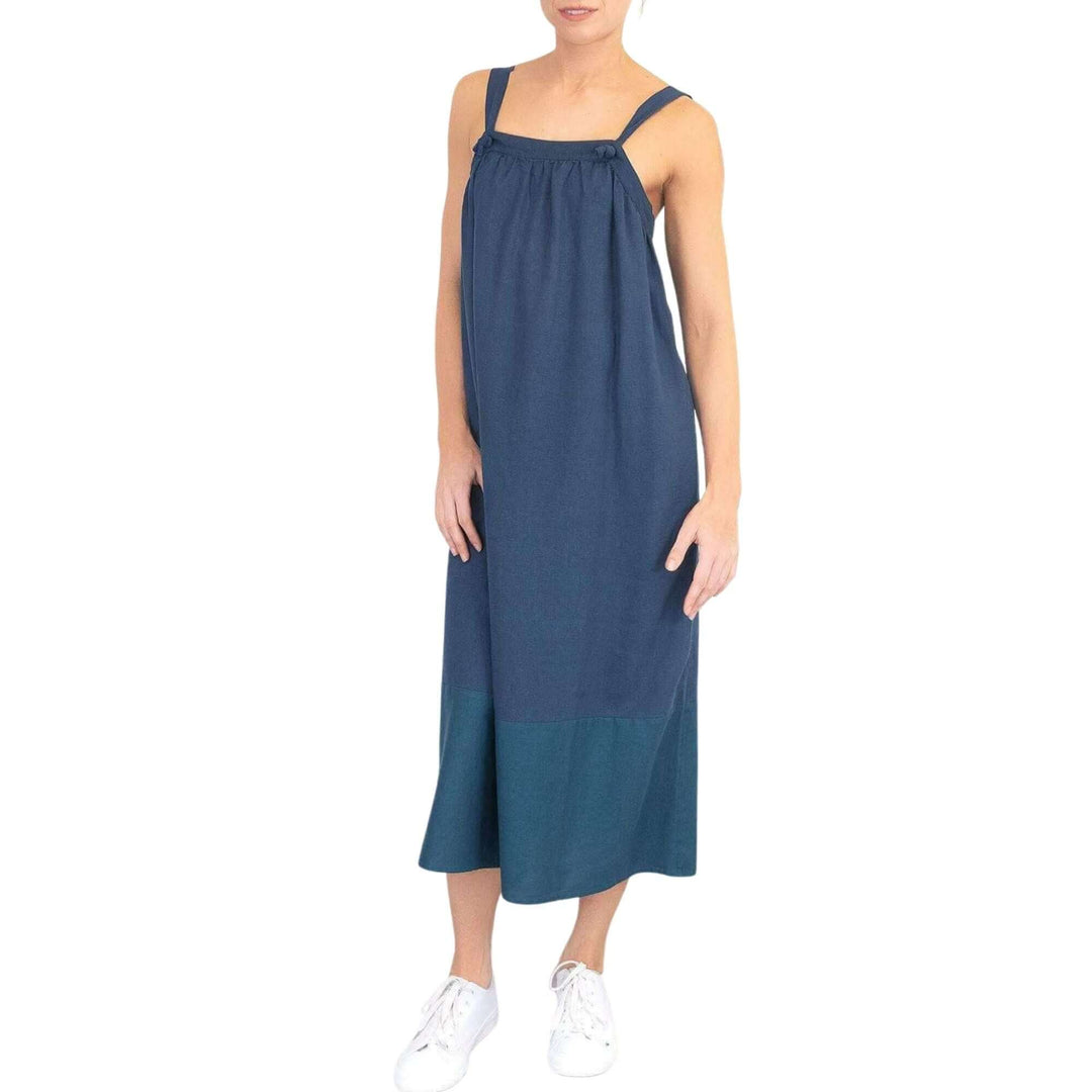 Lacey Blue Linen Blend Sleeveless Midi Dress for Summer – Quality Brands  Outlet