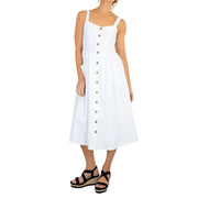 Aubrey Linen Sleeveless Sundress White Midi Summer Dresses
