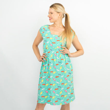 Frugi Short Sleeve Green Elasticated Waist Relaxed Casual Summer Jersey Dresses - Quality Brands Outlet
